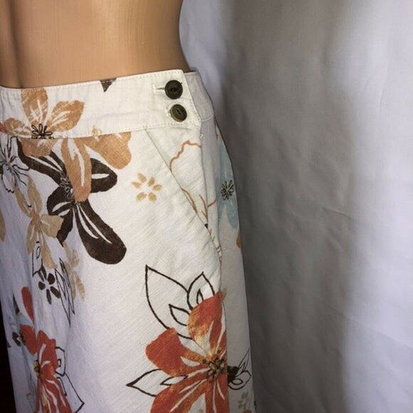 J. Jill Women’s sz 4P Linen A-line Beaded Floral Skirt 4 Petite sz 4 Classic - Picture 4 of 7